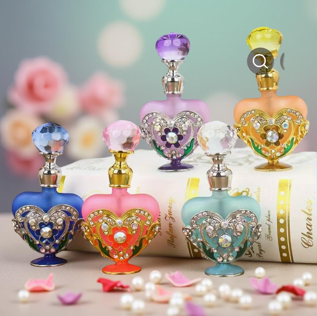 Vintage heart-shape crystal perfume bottle